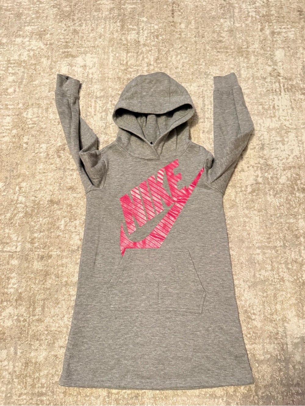 Nike Girls' Gray Hooded Dress with Pink Logo size 6X